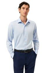 Regular Fit Twill Formal Shirt With Oxford Collar And Double Cuff